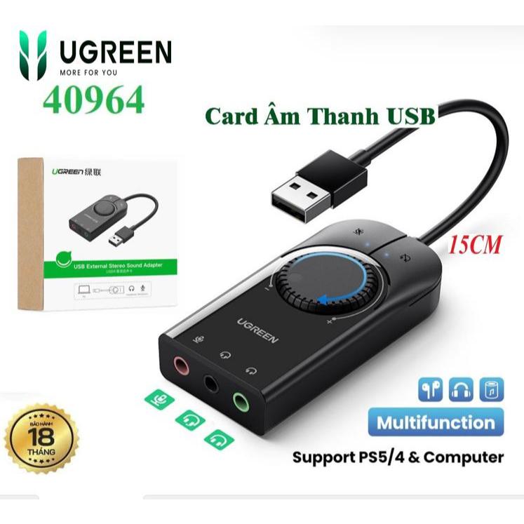 Card Sound USB 2.0 ra Loa Ugreen 40964 CM129,điều chỉnh Volume control Cao Cấp