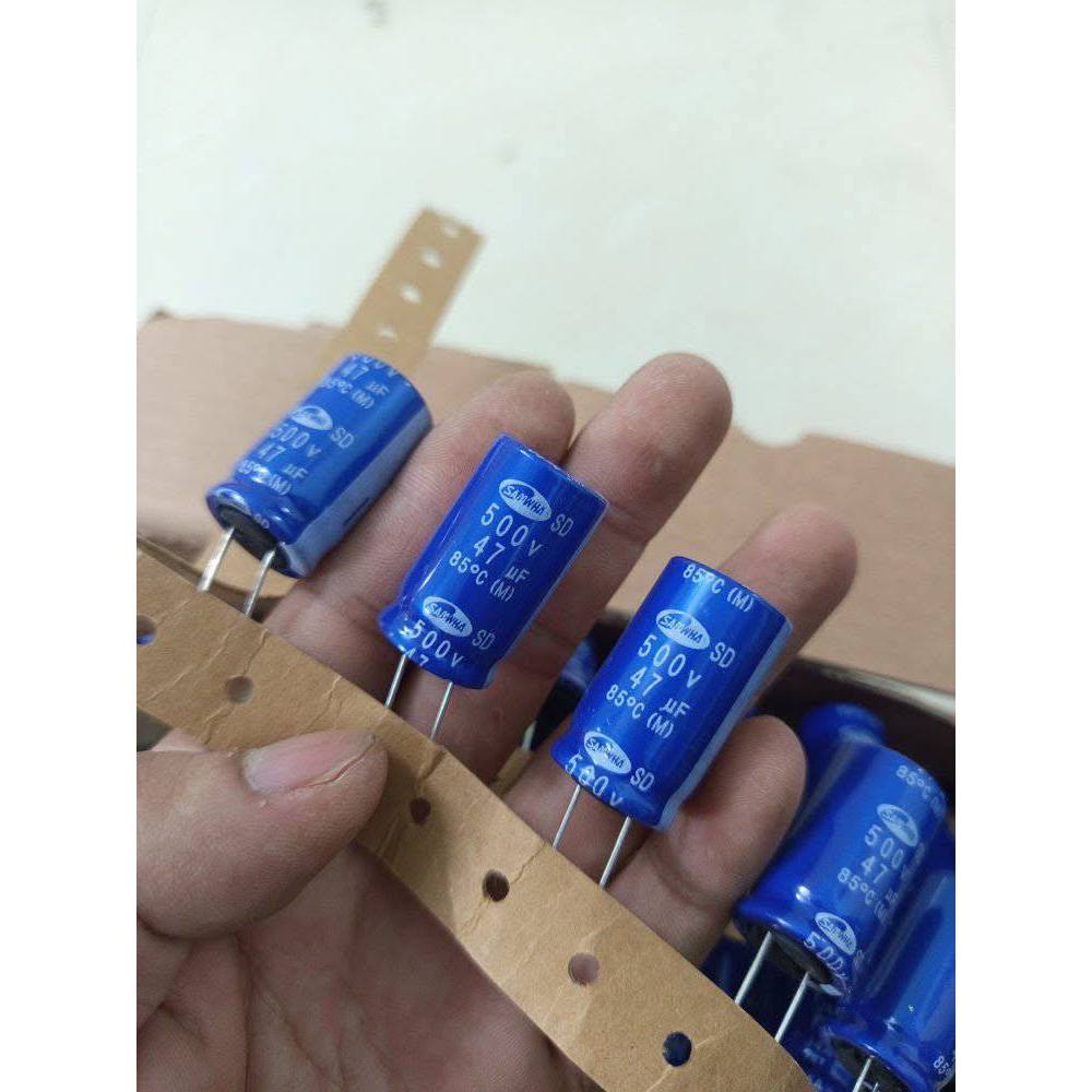 [ 5 con ]  Tụ 47UF 500V 47UF  500V47UF  47UF500V 47uf  500v samhwa 18x31.5mm . Hàng mới