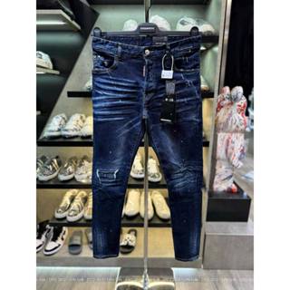 Quần DSQ2 Jean Xanh Vẩy Sơn Bản 4 Cúc Quần Bò DSQUARED Vẩy Sơn Xanh Sáng Chất Co Giãn Phối