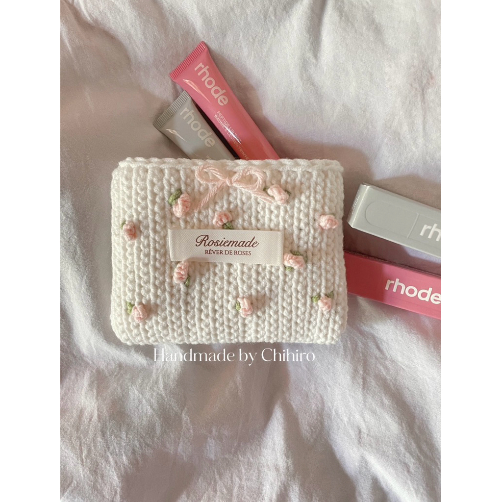 Ví len thêu hoa hồng nơ hồng Rosiemade Vintage.
