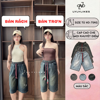  Lylylikes Quần Ngố Jean Cạp Thun Ống Rộng Giấu Dáng Hack Chiều Cao Phối Đồ Gì Cũng Đẹp 