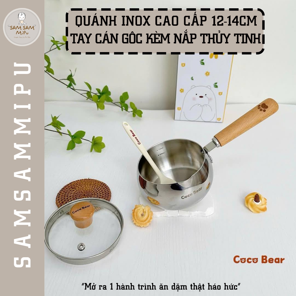 Quánh Đúc inox Nguyên Khối Cocobear Cán Gỗ