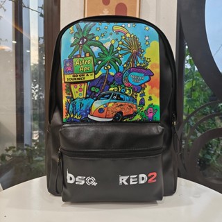 Balo đi học Cây dừa Ô tô DSQ.2 cặp cho nam nữ quai To có ngăn bí mật size 42cm vừa sách vở A4 Laptop