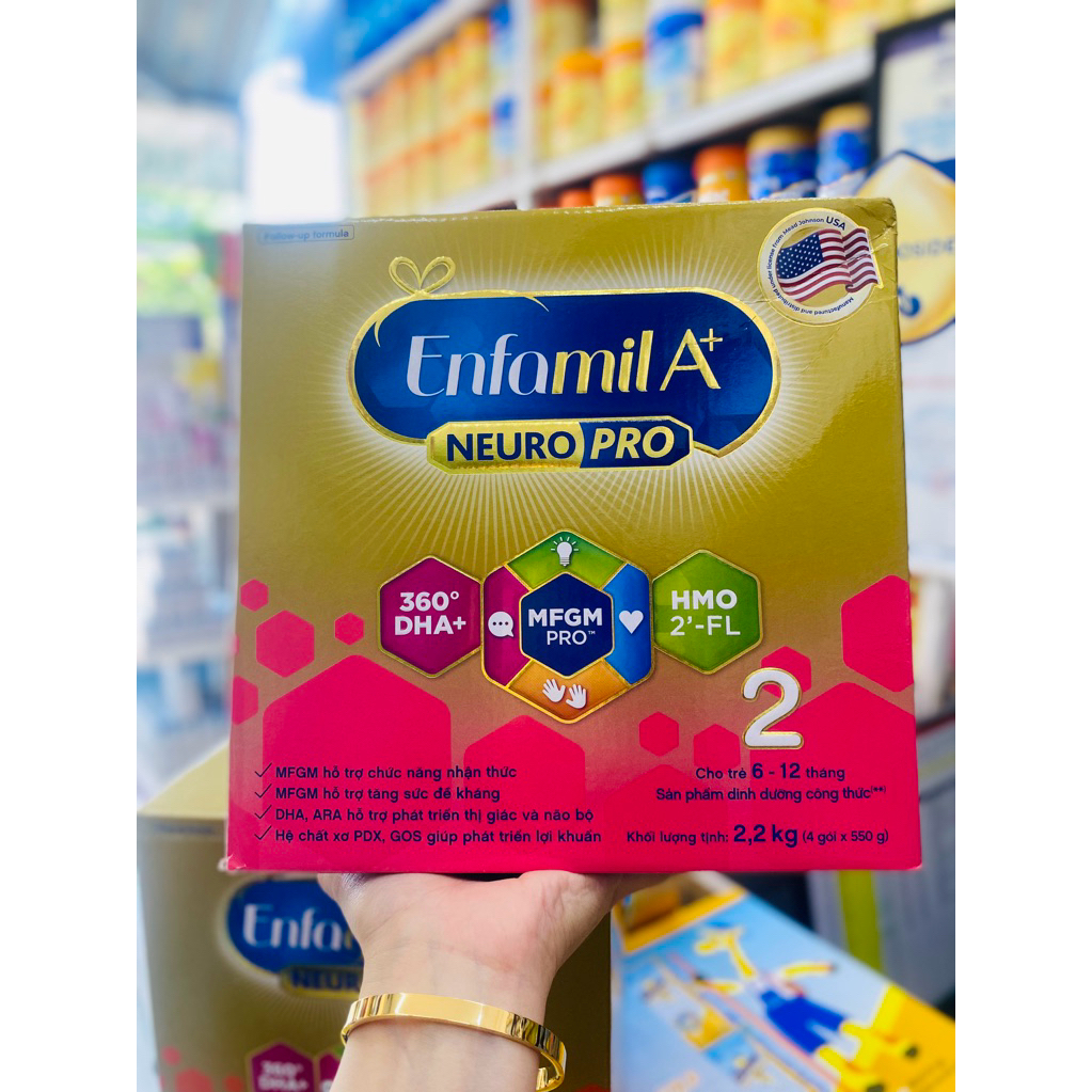 [date 2027] Sữa bột Enfamil A+ số 2 hộp giấy 2,2kg
