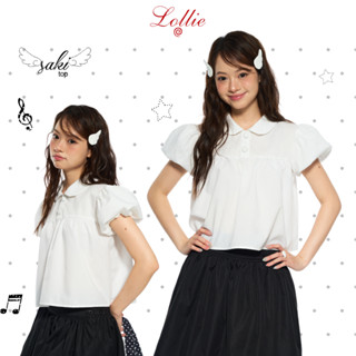  LOLLIE STUDIO - Áo sơ mi cổ sen tay bồng cúc bọc nổi đi học đi làm dành cho nữ Saki Top TKA456 