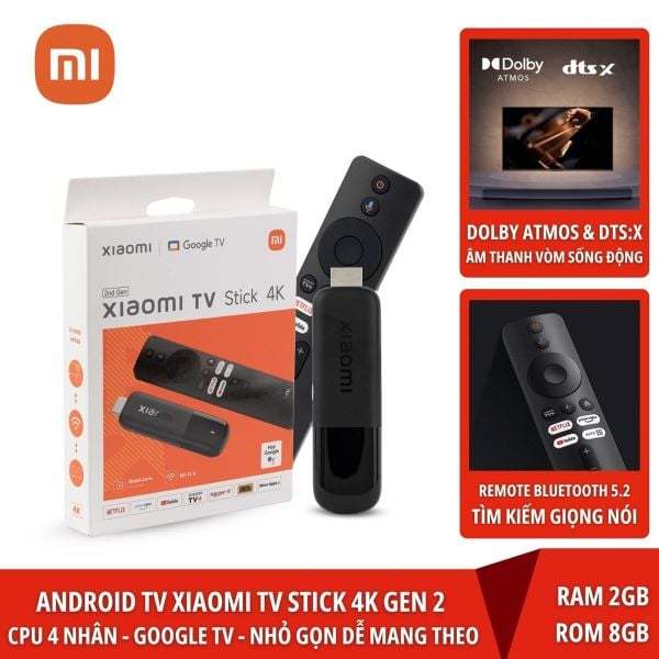 Android TV Xiaomi Mi TV stick 4K 2nd Gen Quốc Tế Tiếng Việt