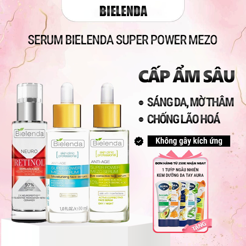 Serum Bielenda Super Power Mezo Skin Clinic Moisturizing cấp nước, dưỡng ẩm căng bóng, mờ thâm