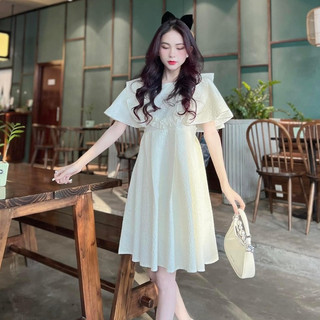 Váy Đầm Babydoll Cánh Tiên Bèo Ngực Dáng Ngắn, Váy Gấm Hoa Nổi Tay Tiên Dáng Xòe