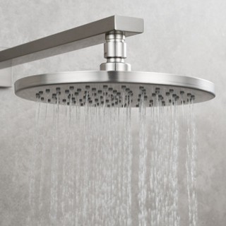 Bộ bát sen tắm đứng QMS, bát sen tắm nóng lạnh tròn 20cm chất liệu inox 304 mờ