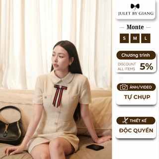 [SẴN HÀNG] Váy Tiểu Thư Sang Chảnh Juletbygiang Đầm thiết kế liền dáng chữ A Monte Dress chất TEX cao cấp
