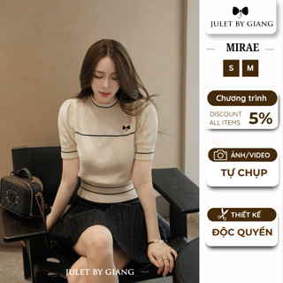 [NEW COLLECTION] Áo thun dệt kim Mirae Juletbygiang Chất Len Mát Mặc Mùa Hè Phối Chân Váy Xếp Ly Tiểu Thư Nữ Tính