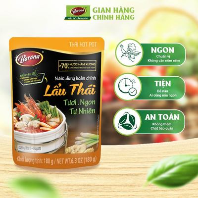Nước Dùng Lẩu Thái Barona 180g tươi ngon chuẩn vị không cần nêm nếm