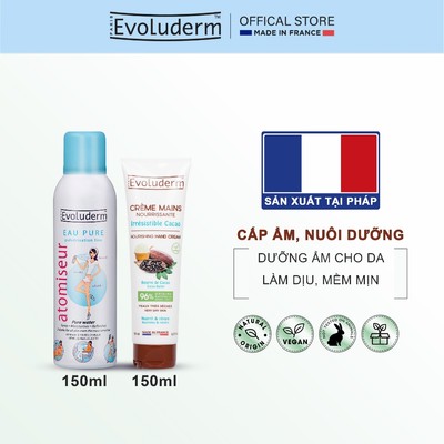 COMBO Xịt Khoáng Dưỡng Ẩm, Làm Dịu Da Evoluderm 150ml Và Kem Dưỡng Da Tay Evoluderm 150ml