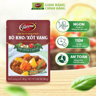 Gia Vị Bò kho/ Xốt Vang Barona 80g ướp ngon chuẩn vị không cần nêm nếm
