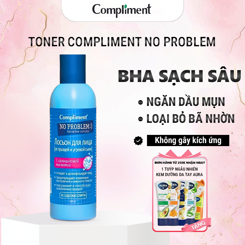 Toner Compliment No Problem Dưỡng Ẩm - Nước Hoa Hồng Lotion Cho Da Dầu Mụn 200ml