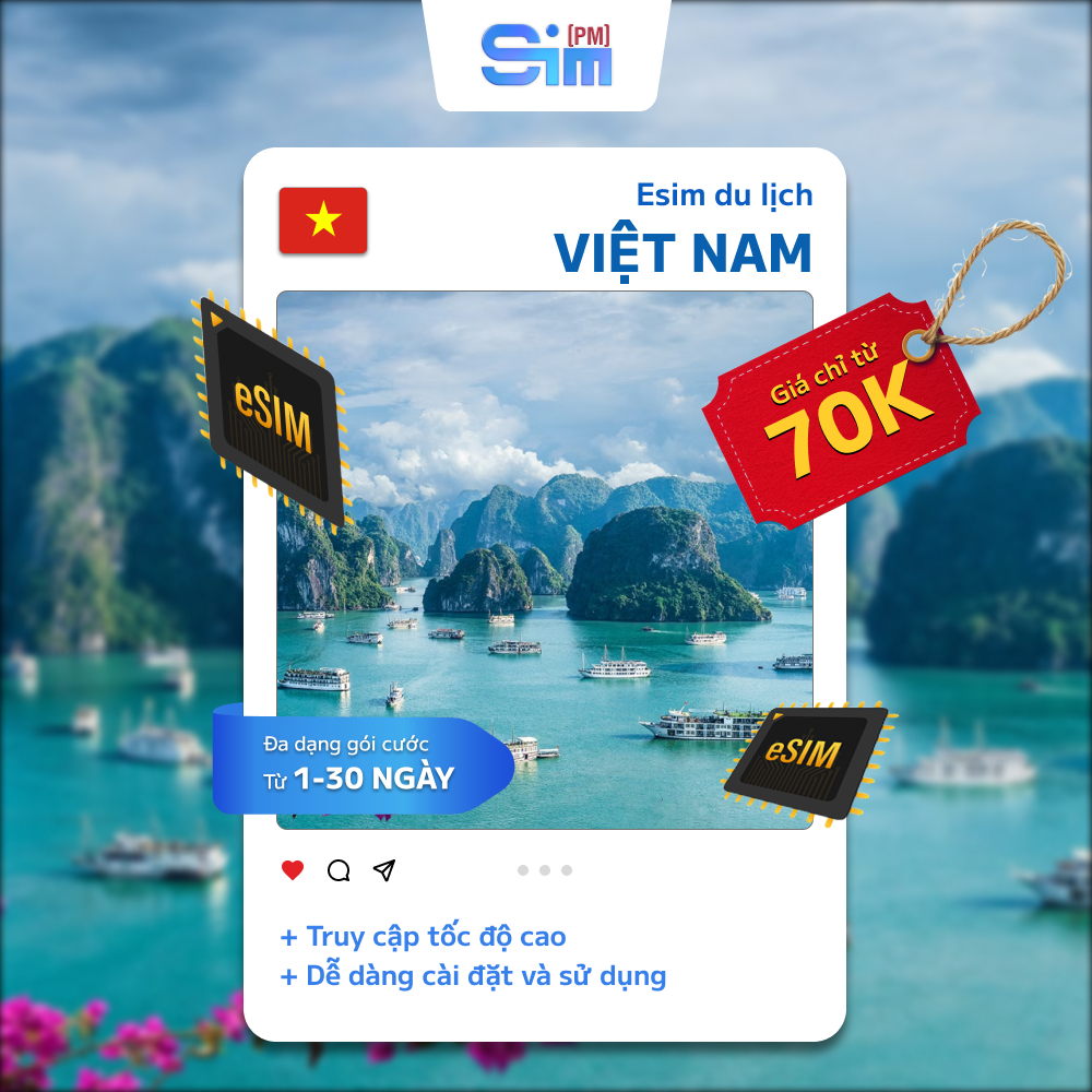 eSIM du lịch VIỆT NAM - Gói theo ngày (03-10 ngày) - SimPM gửi eSIM ngay qua email