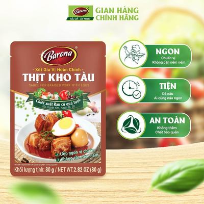 Gia Vị Thịt Kho Tàu Barona 80g ướp ngon chuẩn vị không cần nêm nếm