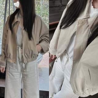  ÁO BOMBER CROPTOP CỔ BẺ KHOÁ KÉO metwo.dearu - Áo khoác kaki trơn basic 2 lớp lót gió FORM RỘNG bo gấu ulzzang Hàn Quốc 