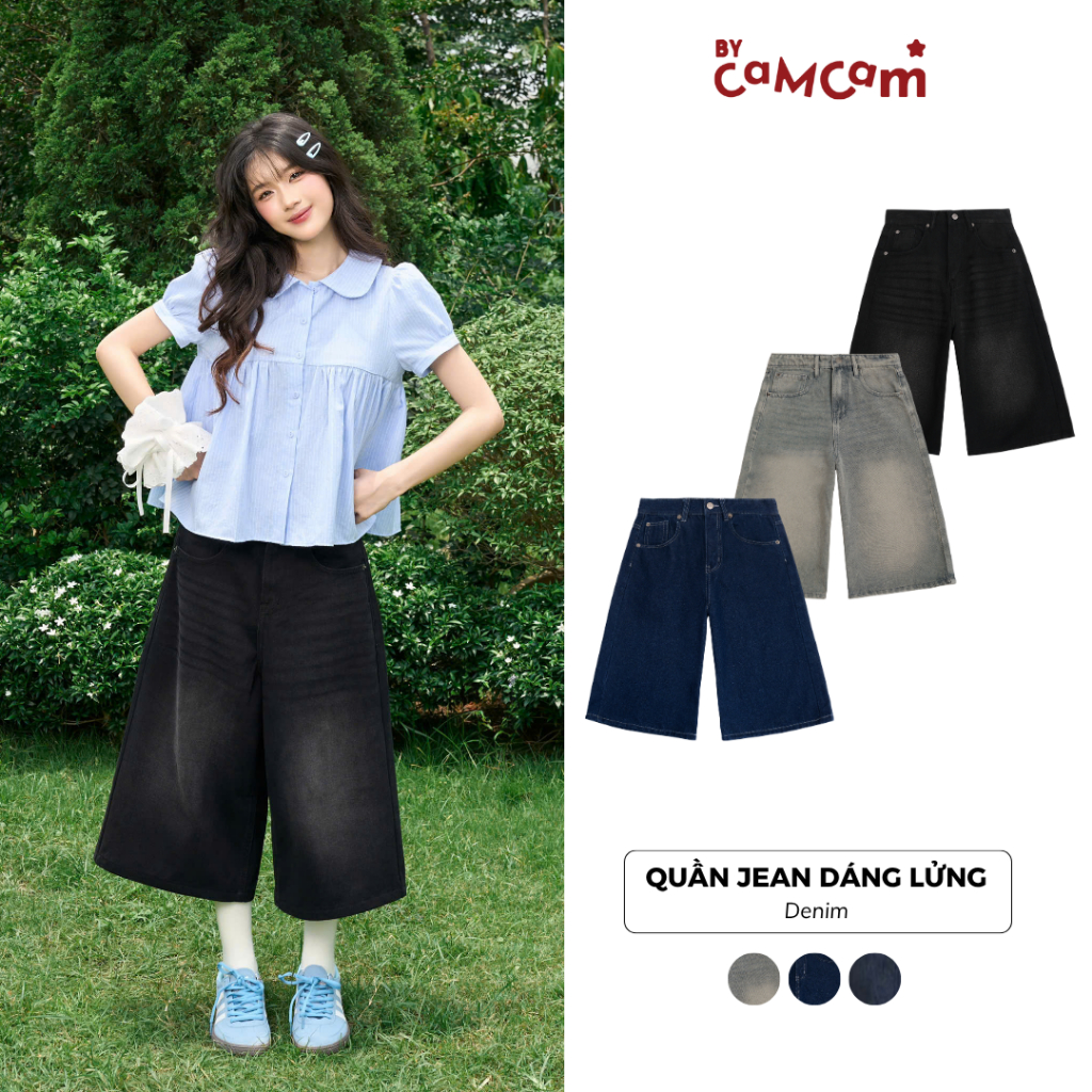 Quần Jean Dáng Lửng Dài Demi Jean Short 𝑩𝒚𝒄𝒂𝒎𝒄𝒂𝒎 Năng Động Denim Wash [Our Beloved Summer Collection] QEL034 | BigBuy360 - bigbuy360.vn