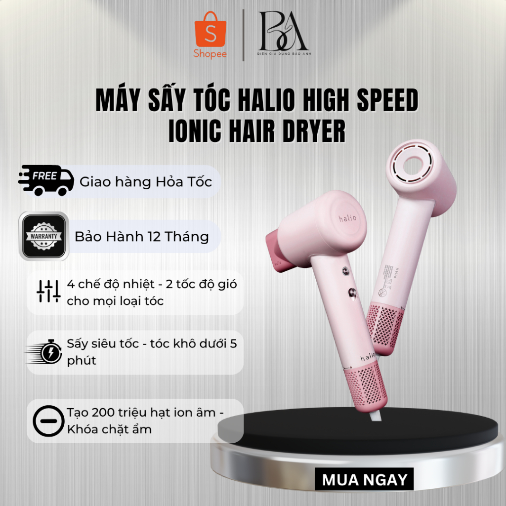 Máy Sấy Tóc Halio High Speed Ionic Hair Dryer - Bảo Hành 12 Tháng