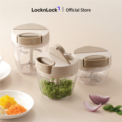 Dụng cụ băm rau củ quả LocknLock Open Lid Pull Chopper CKS342BEG / CKS343BEG / CKS344BEG có nắp bật 3 dung tích - Màu be