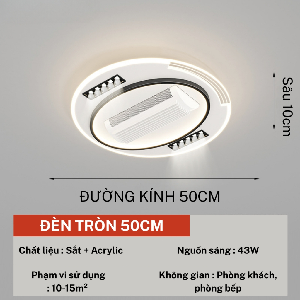 Quạt Đèn Trần Không Cánh Decor–Điều Khiển Từ Xa,6 Tốc Độ Gió,Đèn LED 3 Chế Độ,Phong Cách Hiện Đại | BigBuy360 - bigbuy360.vn