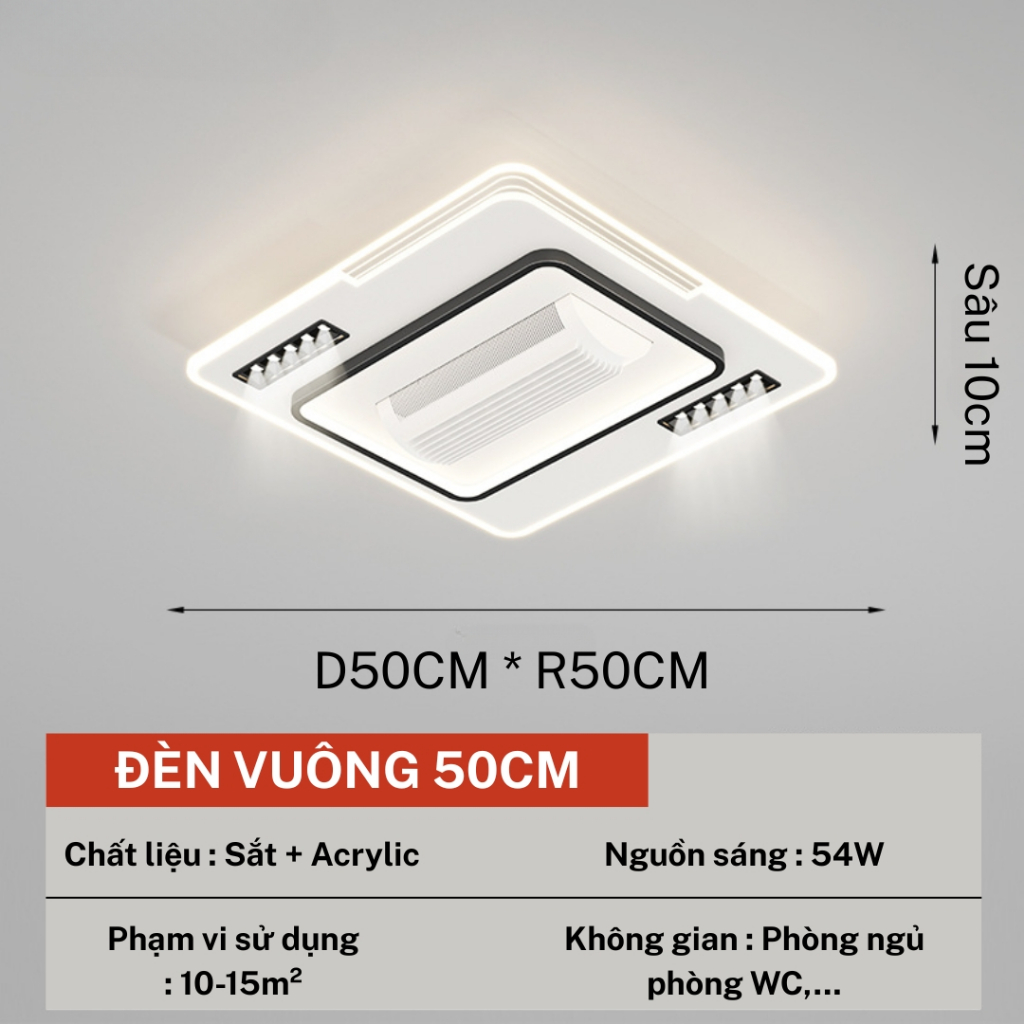 Quạt Đèn Trần Không Cánh Decor–Điều Khiển Từ Xa,6 Tốc Độ Gió,Đèn LED 3 Chế Độ,Phong Cách Hiện Đại | BigBuy360 - bigbuy360.vn