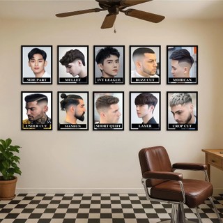  TS Xưởng Tranh Trường Sinh Bộ 10 Tranh Fomex Dán Tường Mẫu Tóc Nam Salon Barber 