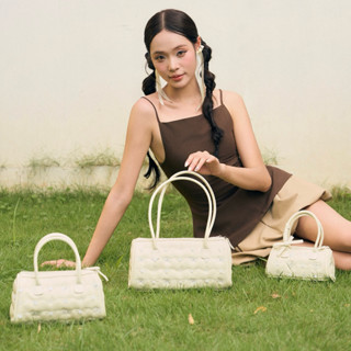  Túi Rosy bag màu trắng kem Hérisson da Pu chần bông hoạ tiết nơ  3 màu  