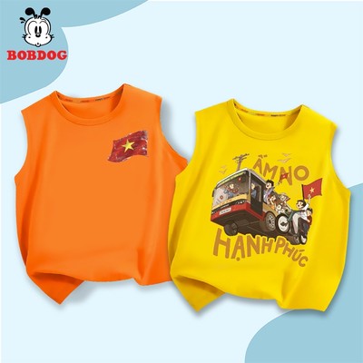 Áo ba lỗ bé trai BOBDOG chất liệu cotton in hình độc lập tự do cho bé chào mừng quốc khánh