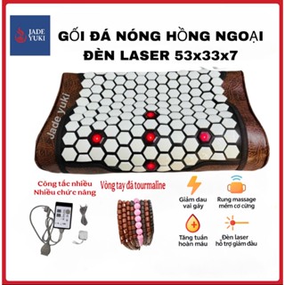  Gối Đá Nóng Hồng Ngoại 53X33X7 – Massage Ion Âm Đèn Laser Giảm Đau Vai Gáy Ngủ Ngon Chính Hãng 