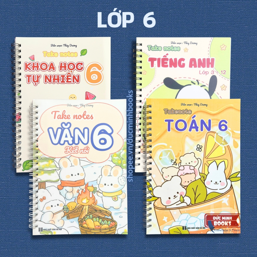 Bộ 4 Sổ Tay Take Note Lớp 6 Toán – Khoa Học Tự Nhiên – Văn Kết Nối – Tiếng Anh Lớp 3-12