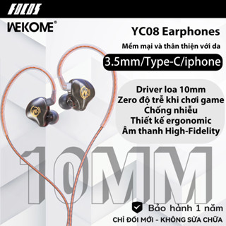 WEKOME Tai Nghe Có Dây YC08 1.2m Thiết kế trong suốt, nút silicon chống ồn tốt Bảo Hành 12T CHỈ ĐỔI MỚI - KHÔNG SỬA CHỮA