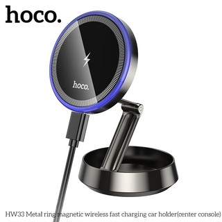  Giá đỡ điện thoại kiêm sạc không dây Hoco HW33 dùng trên xe Ô Tô lực hút mạnh chắc chắn không lo rơi 