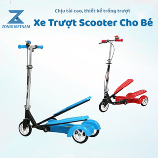 Xe trượt scooter cao cấp 3 bánh, xe scooter cho bé có 2 bàn đạp, chịu tải cao, thiết kế trống trượt