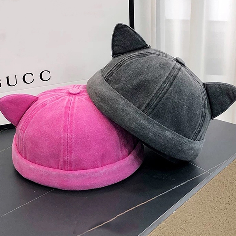 Mũ Beanie mới cho phụ nữ thời trang mèo tai mũ có thể điều chỉnh kích thước bữa tiệc mũ retro mini mũ tròn mũ