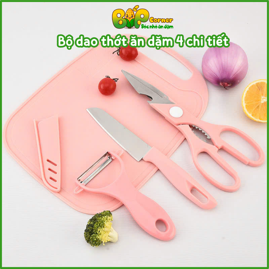 Set Dao Thớt Chế Biến Đồ Ăn Dặm Cho Bé
