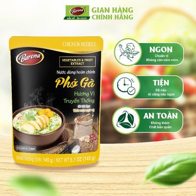 Nước Dùng Phở Gà Barona 145g tươi ngon chuẩn vị không cần nêm nếm