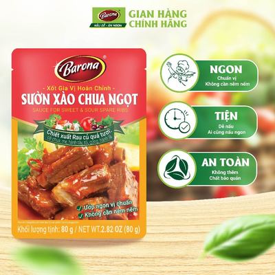 Gia Vị Sườn Xào Chua Ngọt Barona 80g ướp ngon chuẩn vị không cần nêm nếm