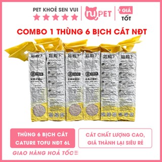|Giá Sỉ| 1 Thùng 6 bịch cát đậu nành Cature NĐT 6L – Cát Tofu cho mèo khử mùi, không bụi, an toàn