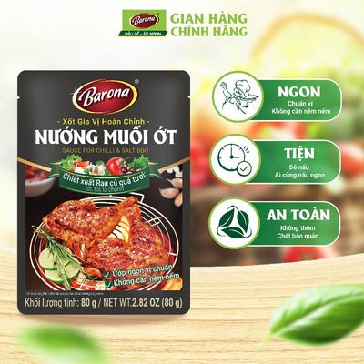 Gia Vị Nướng Muối Ớt Barona 80g ướp ngon chuẩn vị không cần nêm nếm