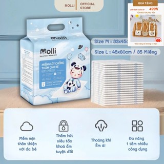 Tấm Lót Chống Thấm Dùng Một Lần Molli Cho Bé Nằm, Thay Tã, Chống Tràn, Êm Ái