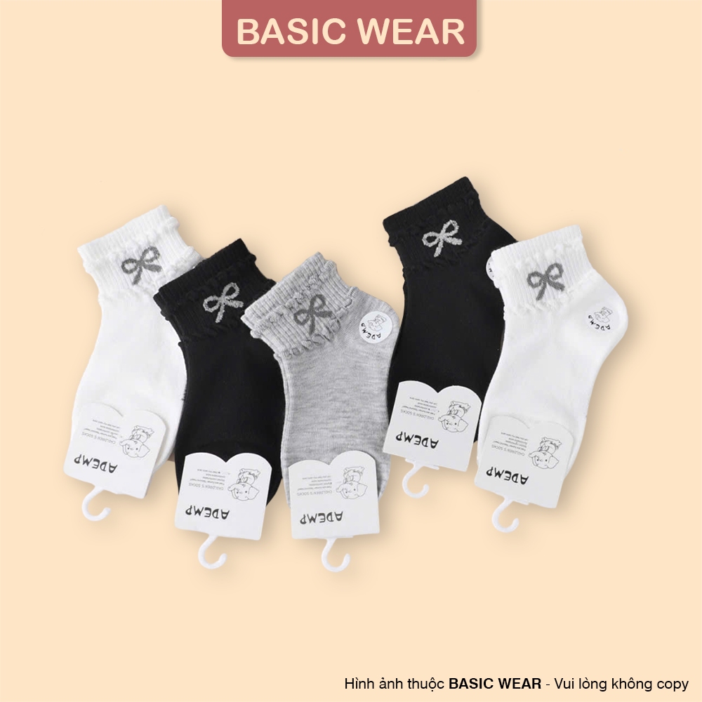 [Hàng Loại 1] Set 5 Đôi Tất Cho Bé Gái 1- 12 Tuổi, Cổ Bèo Họa Tiết Nơ, Tất Cổ Bèo Bé Gái C50