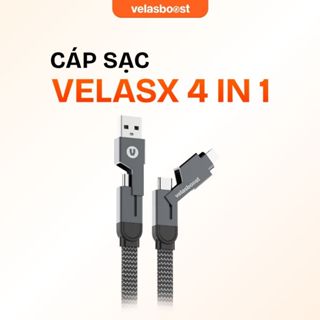 Dây sạc nhanh velasboost 4 trong 1 velasX, Truyền dữ liệu các đầu, Sạc đa năng 4 trong 1 - Chính hãng