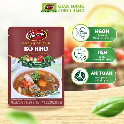Gia Vị Bò Kho Barona 80g ướp ngon chuẩn vị không cần nêm nếm