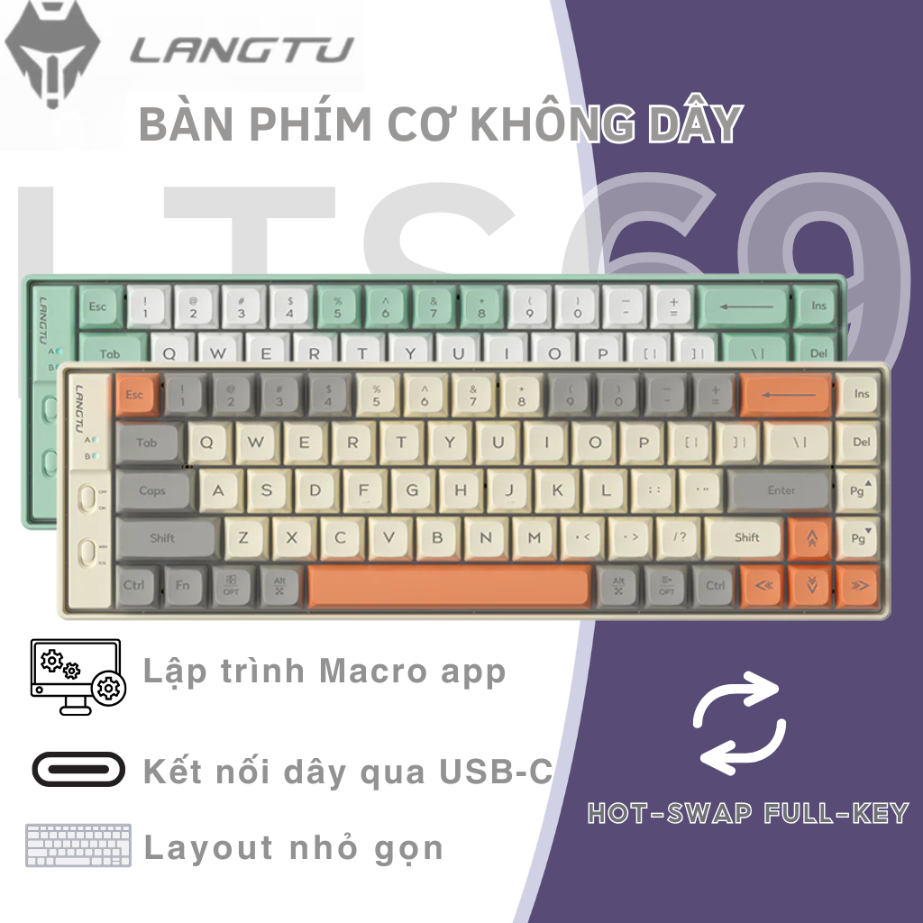 Bàn Phím Cơ LANGTU S69 Hotswap Hỗ Trợ Win/Mac Gaming, Tùy Chỉnh Macro Tiện Lợi,Siêu Nhỏ Gọn | BigBuy360 - bigbuy360.vn
