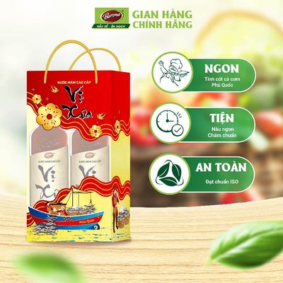 Hộp Xuân 2 chai Nước Mắm Phú Quốc Cao Cấp Vị Xưa 40 độ đạm 500ml