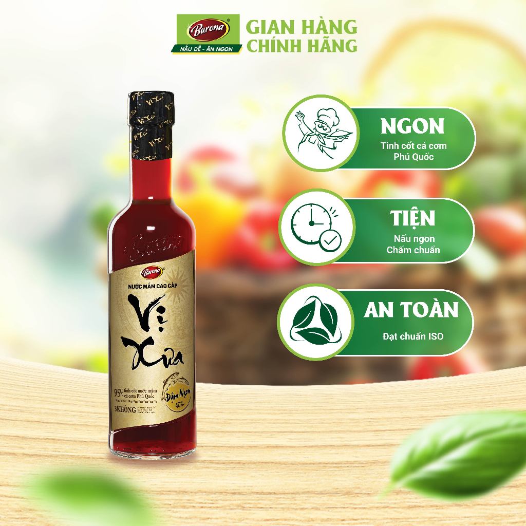 Combo 5 chai Nước Mắm Cao Cấp Vị Xưa Barona 40 Độ Đạm 500ml