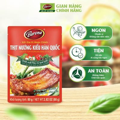 Gia Vị Thịt Nướng Kiểu Hàn Quốc Barona 80g ướp ngon chuẩn vị không cần nêm nếm