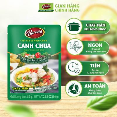Gia Vị Canh Chua Barona 80g chay mặn dùng được, tươi ngon chuẩn vị không cần nêm nếm